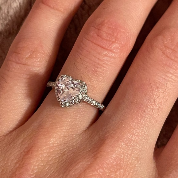 HeartRing S925Silver CubicZirconiaStoneElegantRing - Picture 6 of 8